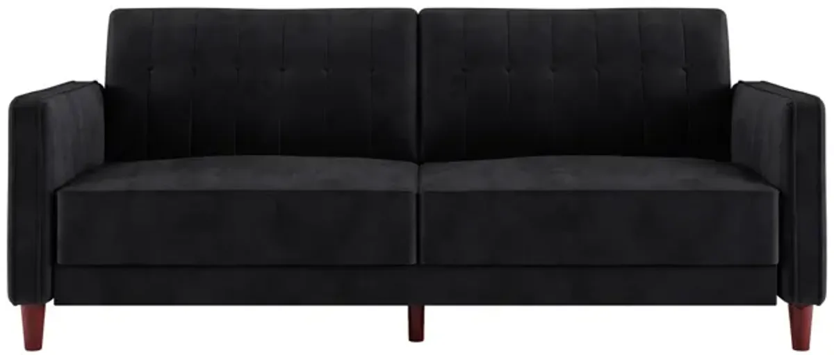 Pin Tufted Transitional Futon with Vertical Stitching and Button Tufting