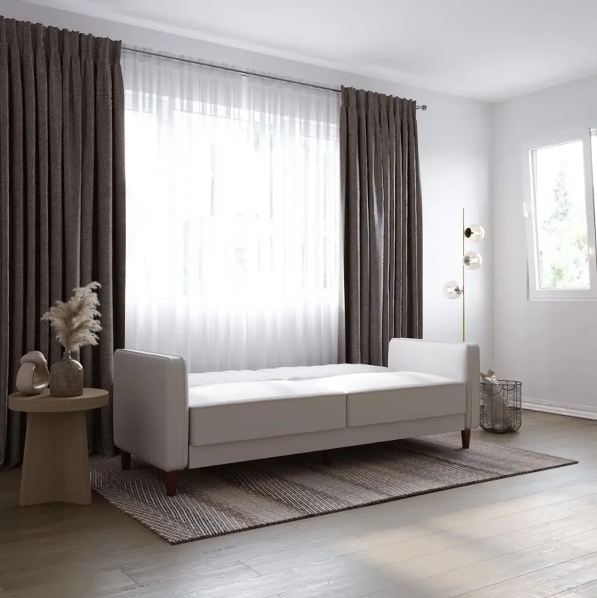 Pin Tufted Transitional Futon with Vertical Stitching and Button ...