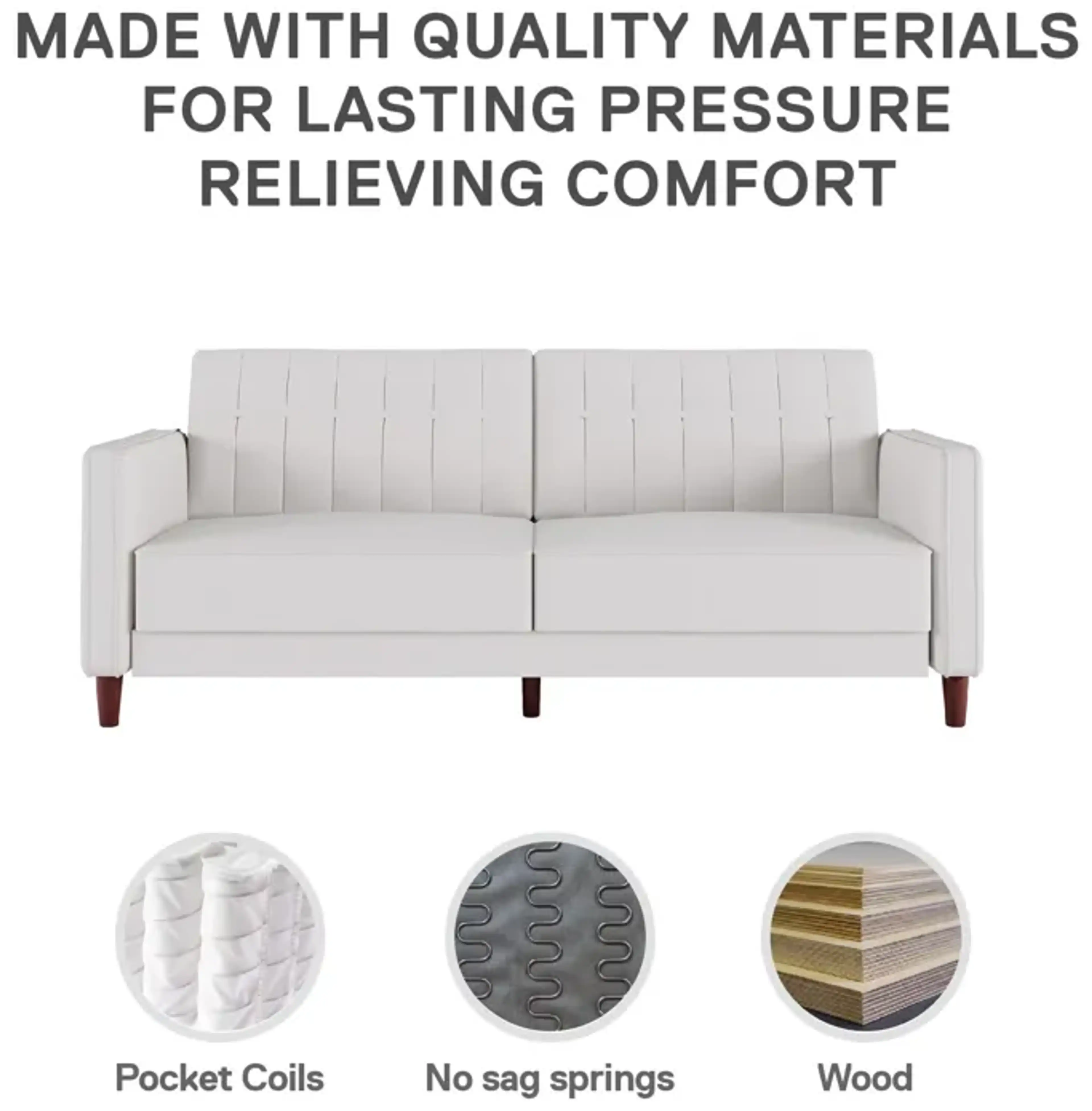 Pin Tufted Transitional Futon With Vertical Stitching And Button ...