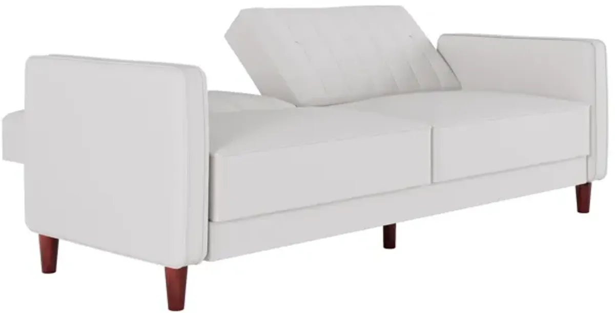 Pin Tufted Transitional Futon with Vertical Stitching and Button Tufting