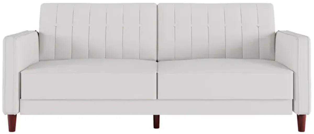 Pin Tufted Transitional Futon with Vertical Stitching and Button Tufting