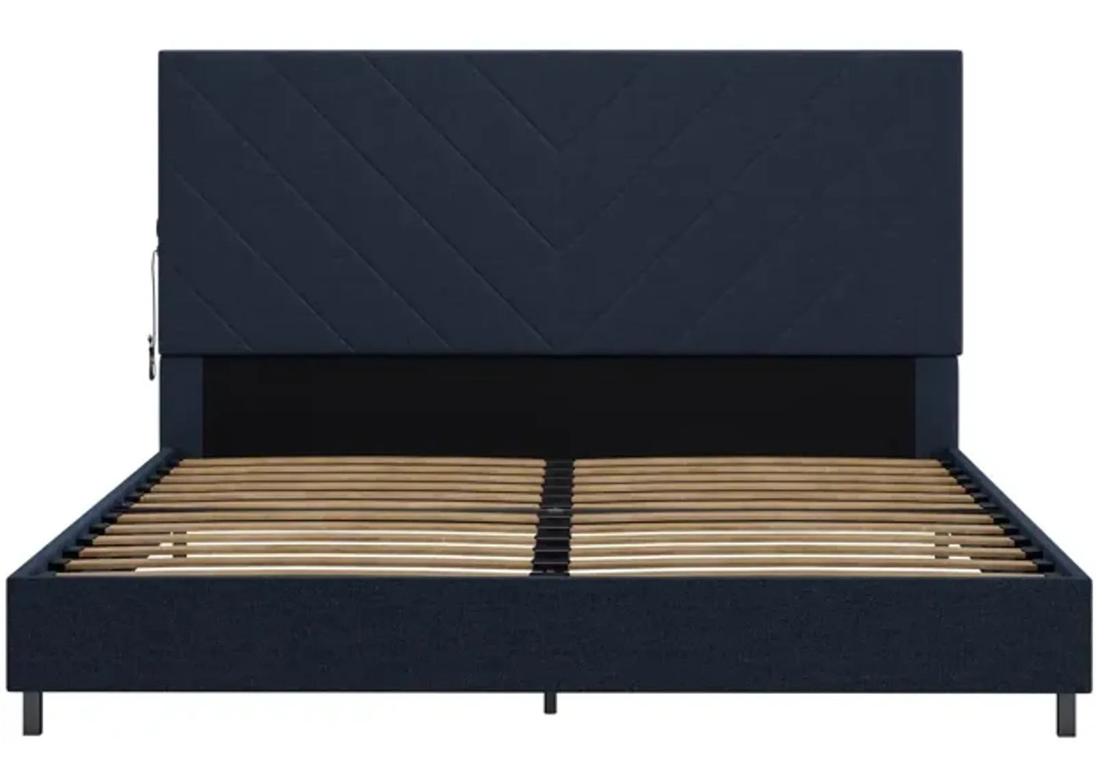 Paxson Upholstered Bed with USB Port and Wood Slats