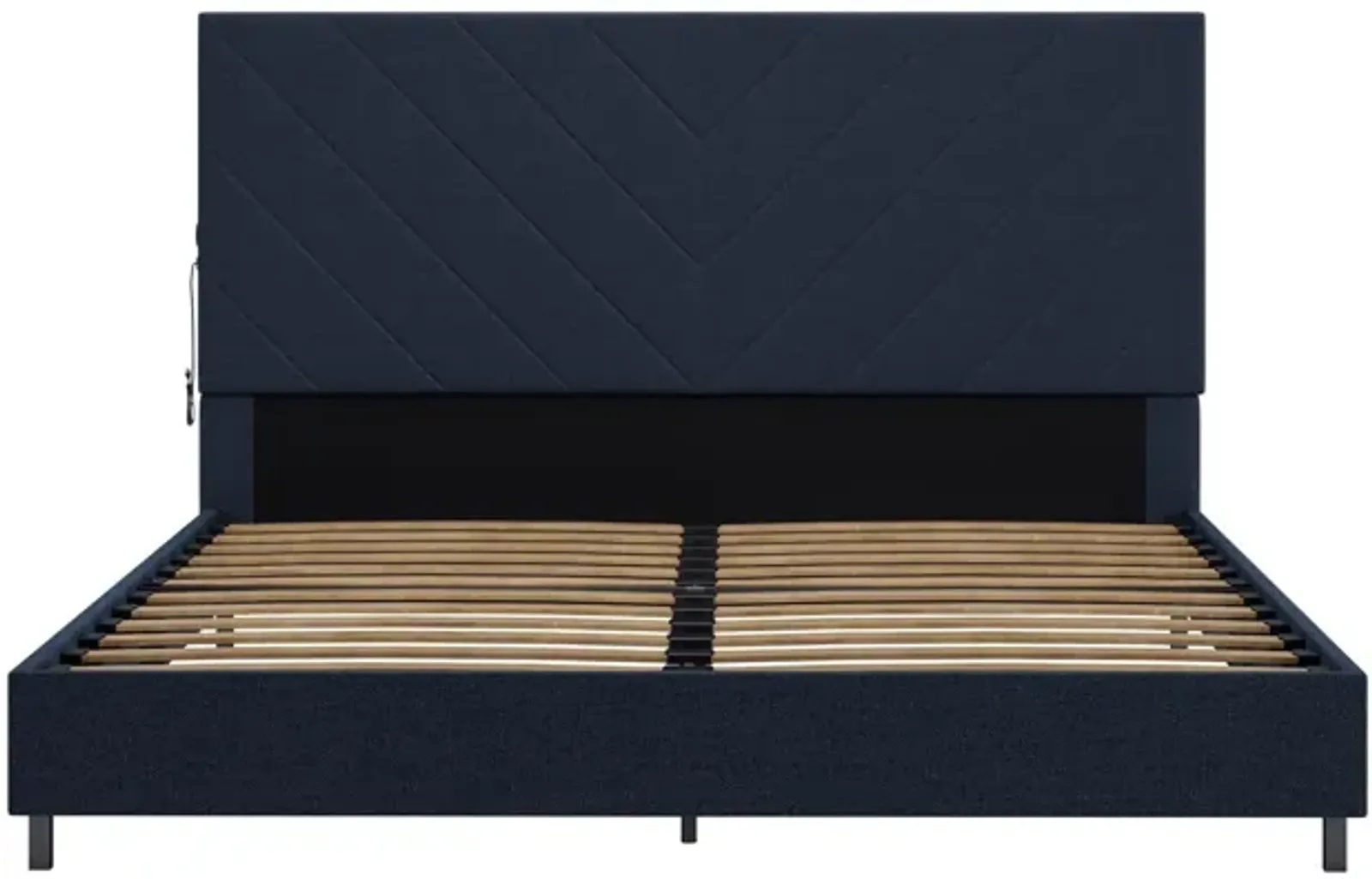 Paxson Upholstered Bed with USB Port and Wood Slats