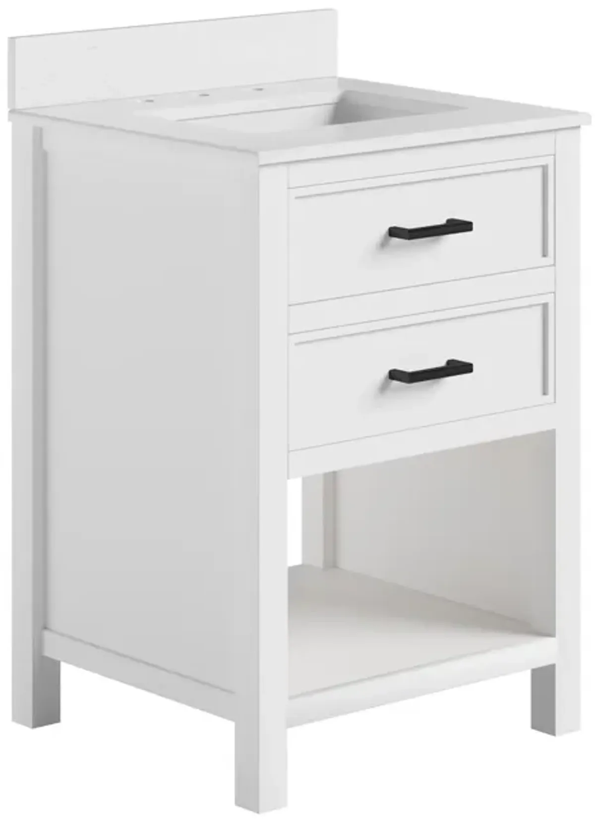 Maine 24 Inch Bathroom Vanity with Carrera Countertop and Rectangular Ceramic Sin