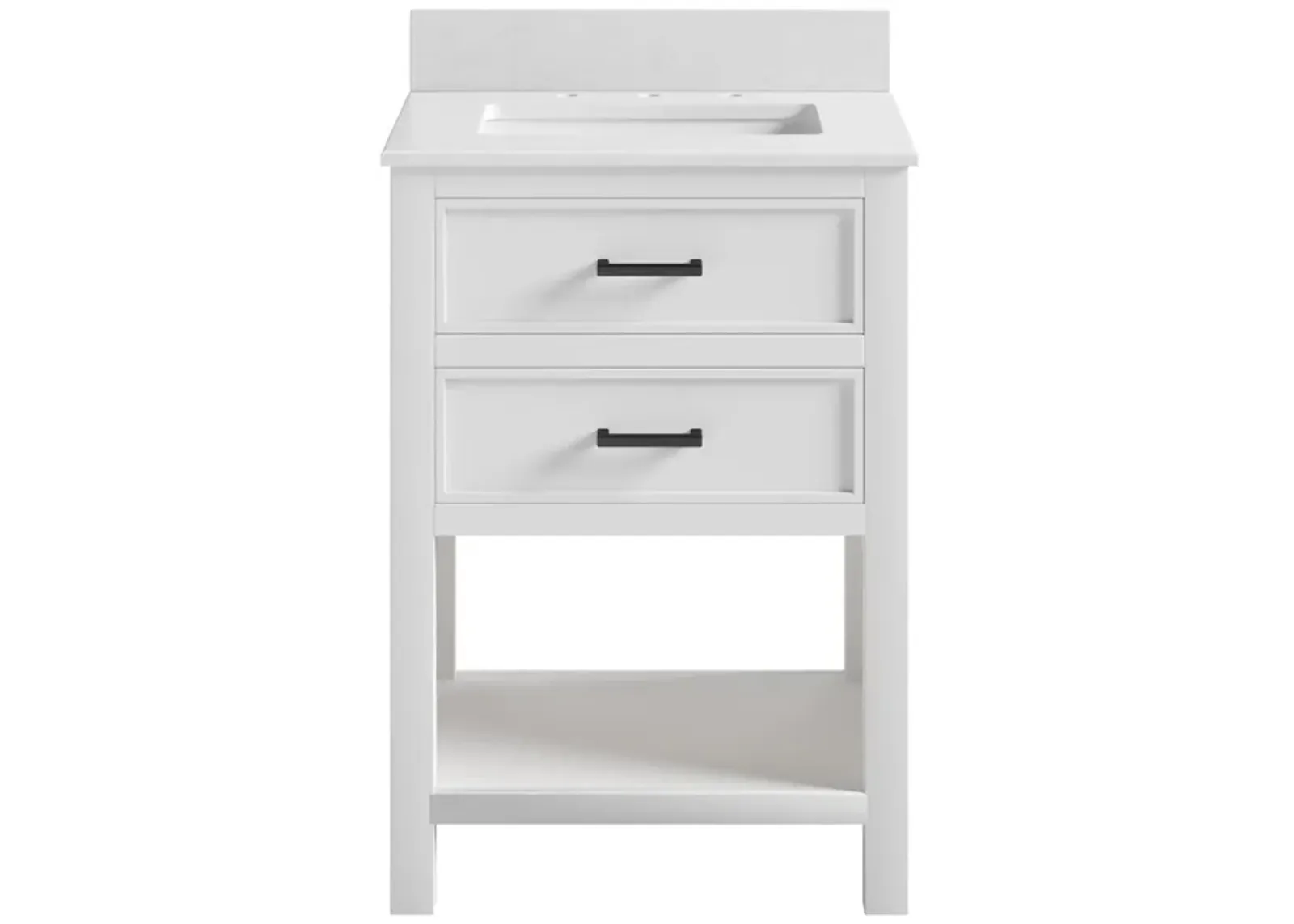 Maine 24 Inch Bathroom Vanity with Carrera Countertop and Rectangular Ceramic Sin