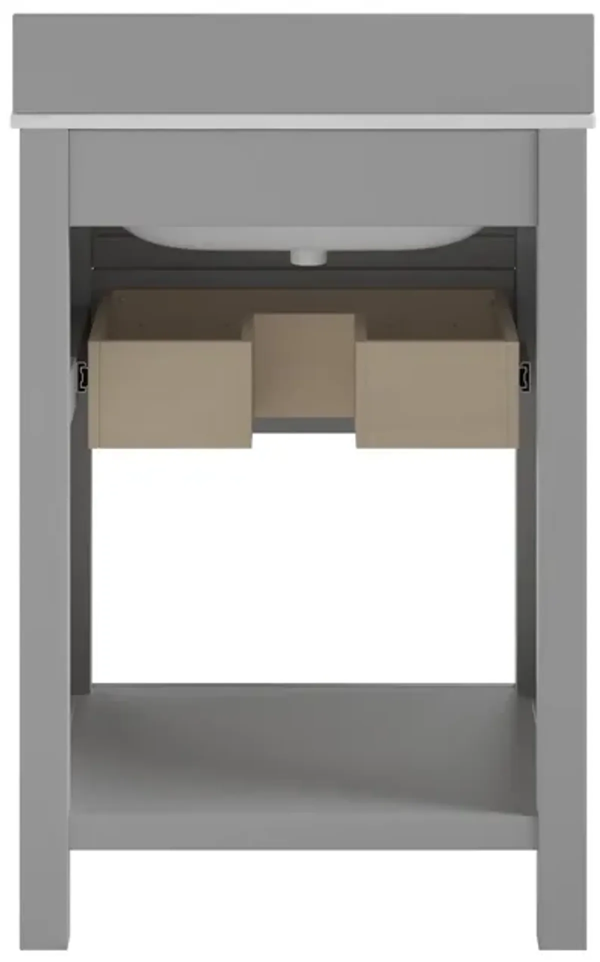 Maine 24 Inch Bathroom Vanity with Carrera Countertop and Rectangular Ceramic Sin