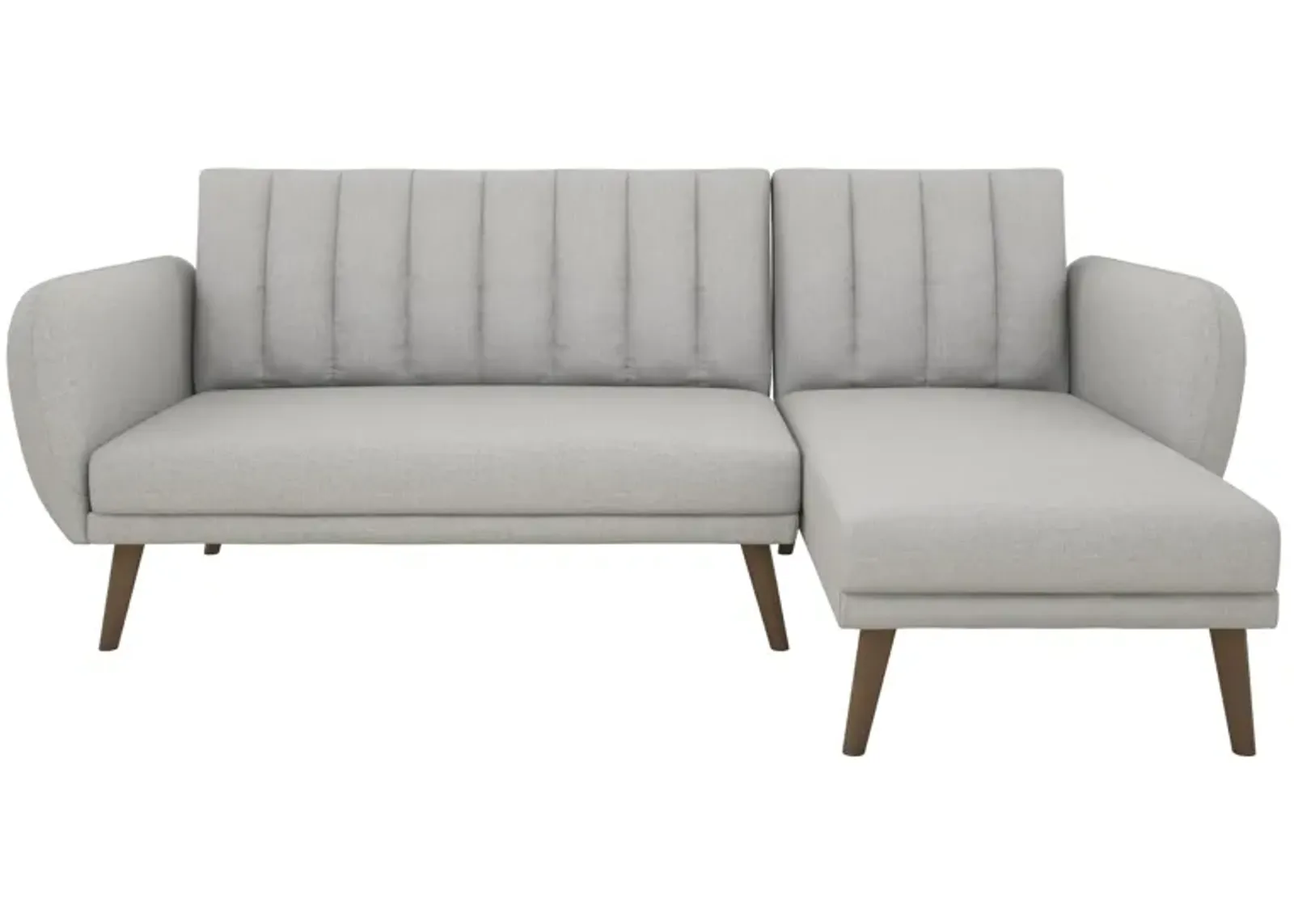 Brittany Sectional Futon Sofa with Vertical Channel Tufting and Curved Armrests