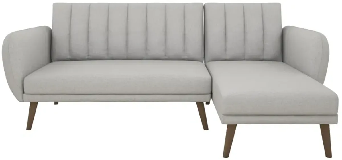 Brittany Sectional Futon Sofa with Vertical Channel Tufting and Curved Armrests