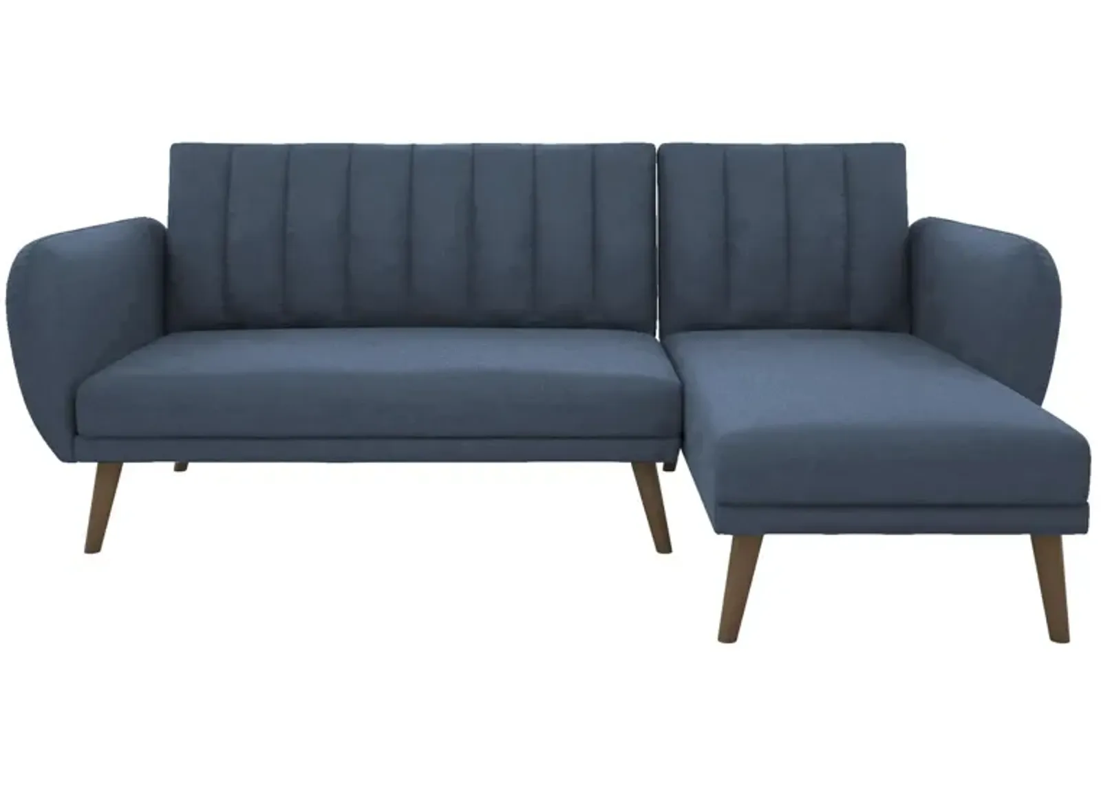 Brittany Sectional Futon Sofa with Vertical Channel Tufting and Curved Armrests