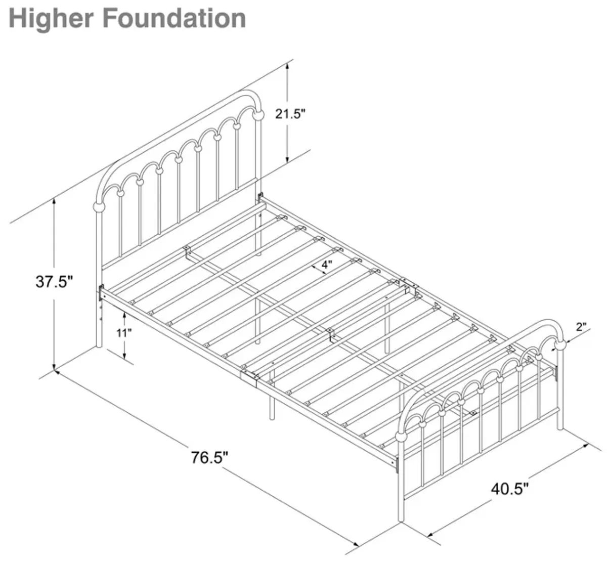 Bright Pop Metal Bed with a Curved Metal Frame