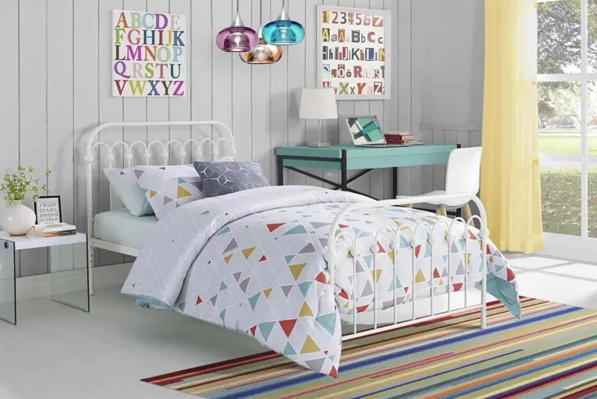 Bright Pop Metal Bed with a Curved Metal Frame