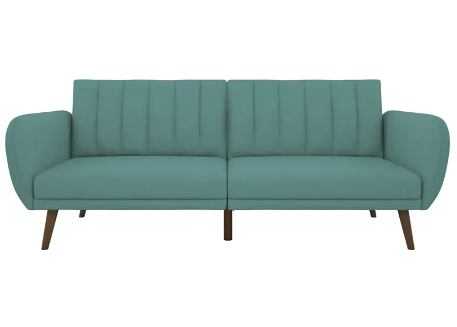 Brittany Futon with Vertical Channel Tufting and Curved Armrests