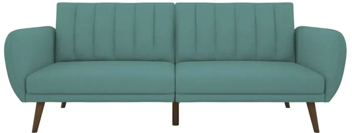 Brittany Futon with Vertical Channel Tufting and Curved Armrests