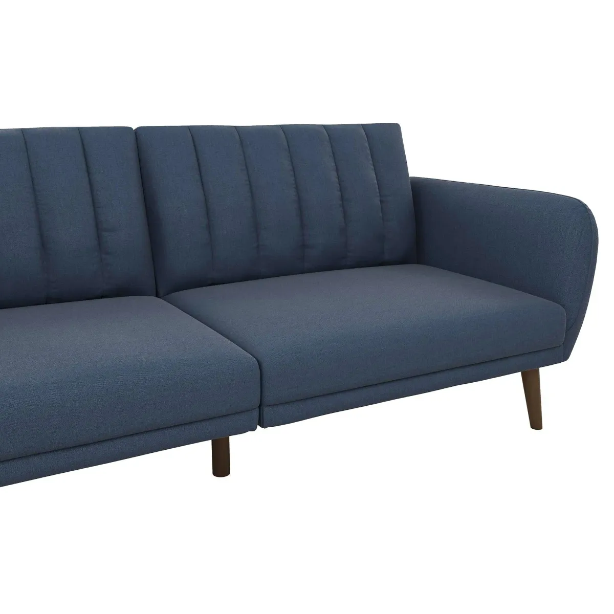 Brittany Futon with Vertical Channel Tufting and Curved Armrests