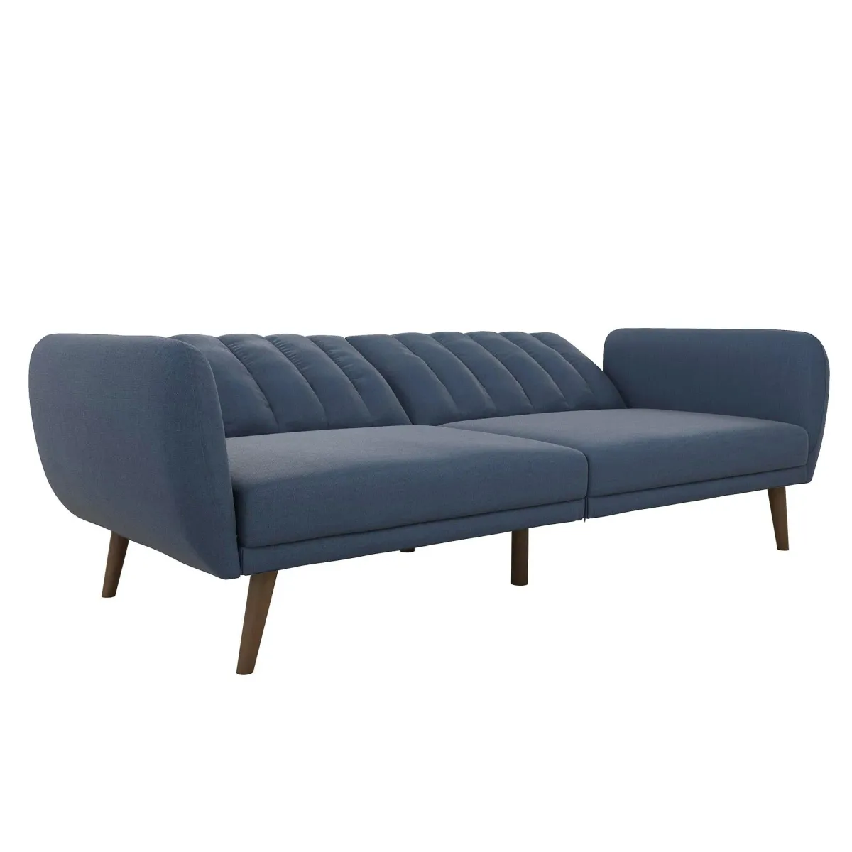 Brittany Futon with Vertical Channel Tufting and Curved Armrests