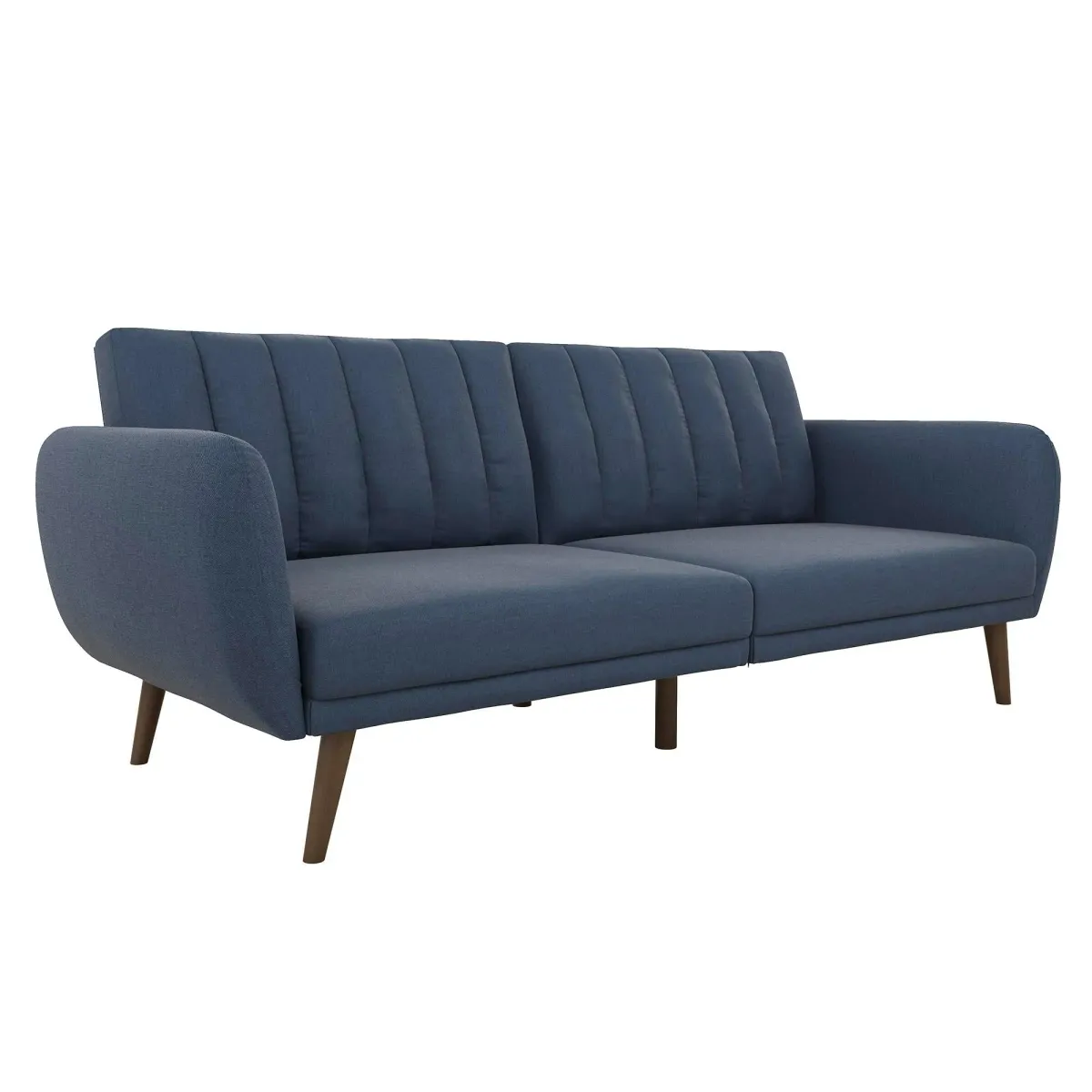 Brittany Futon with Vertical Channel Tufting and Curved Armrests