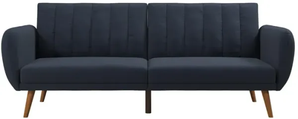 Brittany Futon with Vertical Channel Tufting and Curved Armrests