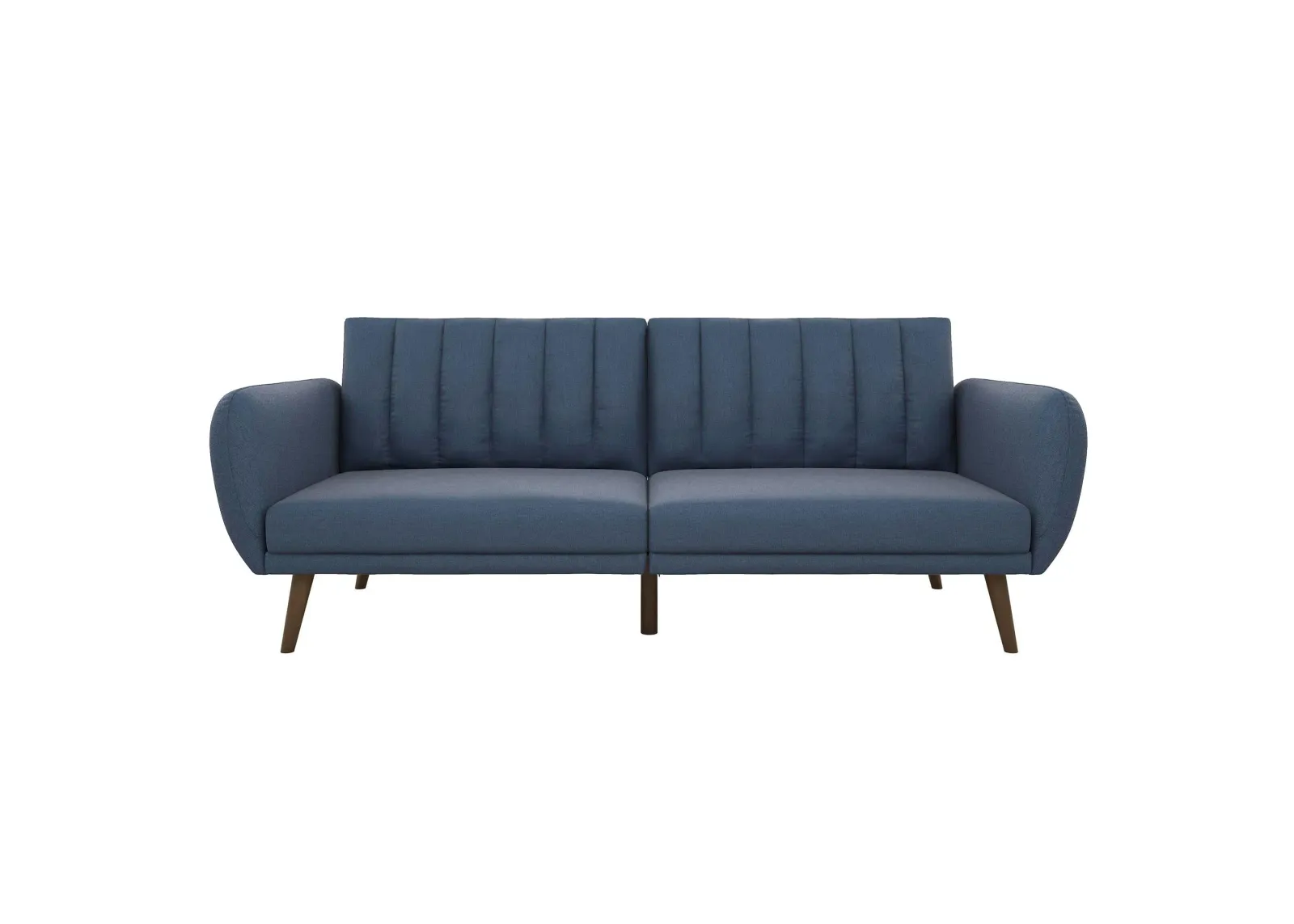 Brittany Futon with Vertical Channel Tufting and Curved Armrests