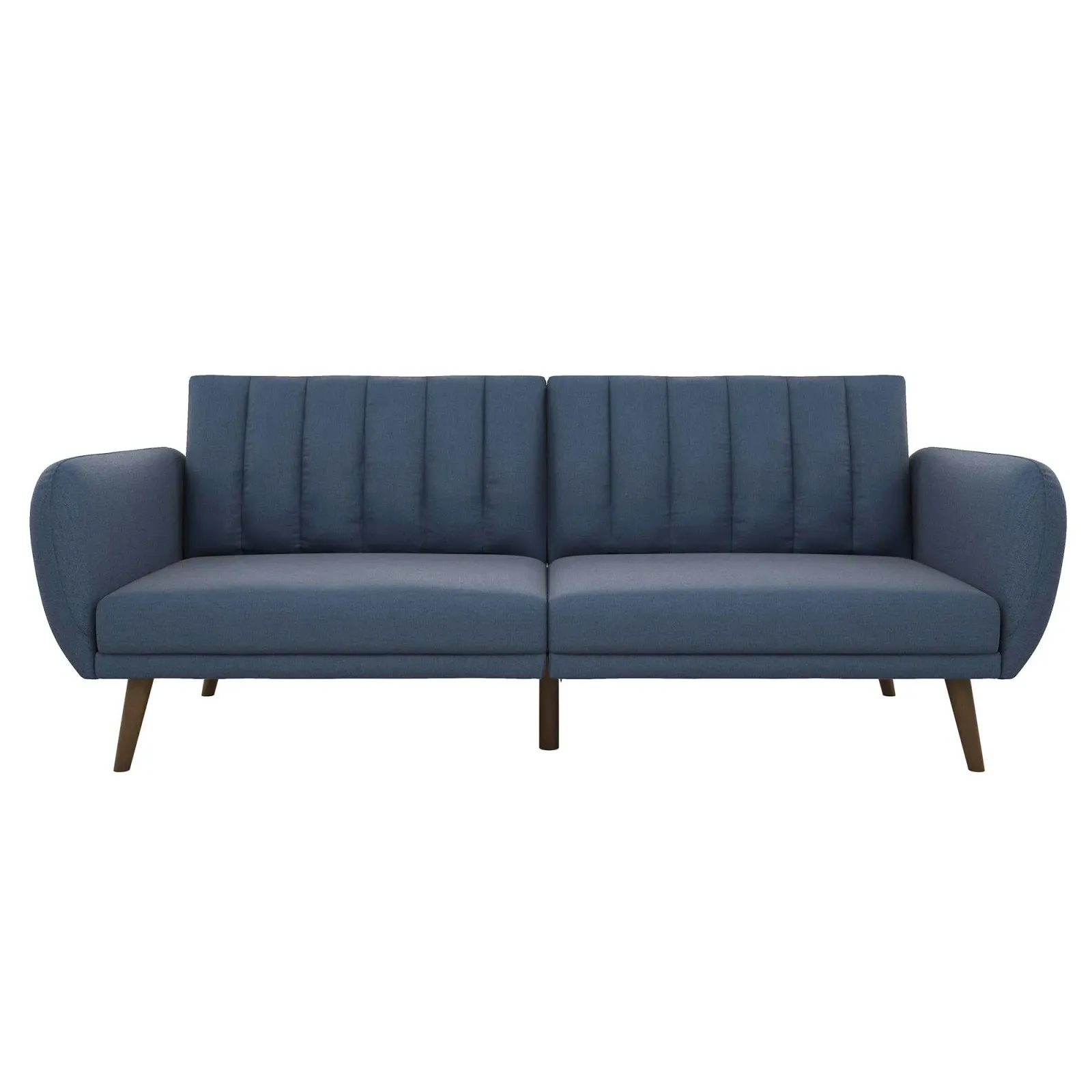 Brittany Futon with Vertical Channel Tufting and Curved Armrests