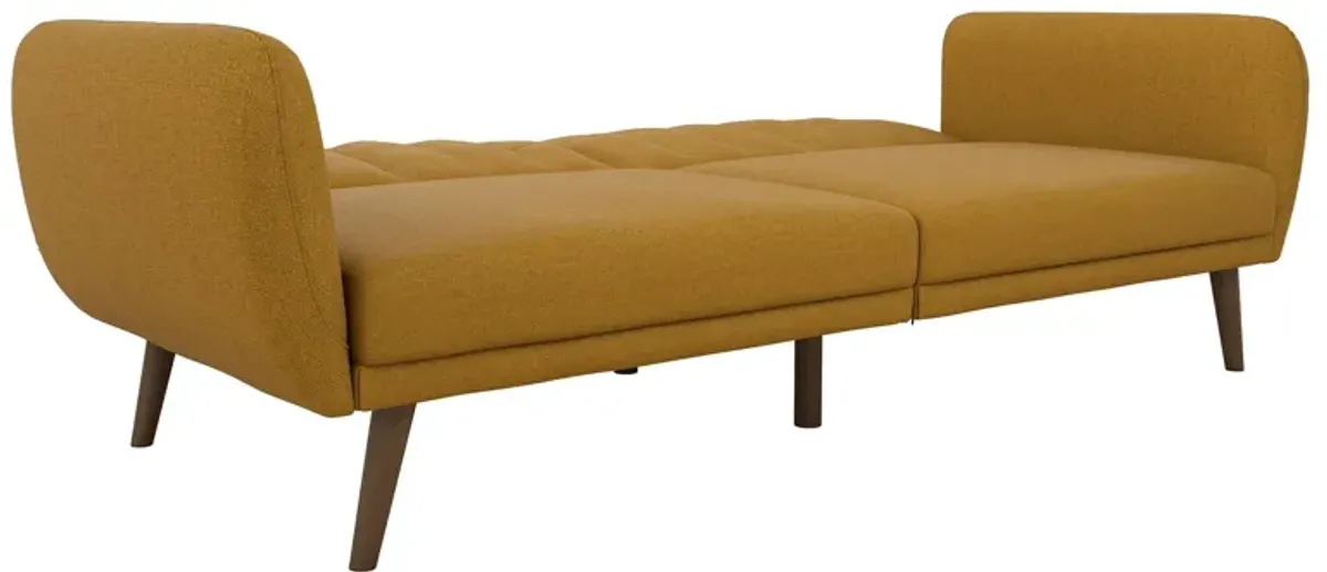 Brittany Futon with Vertical Channel Tufting and Curved Armrests