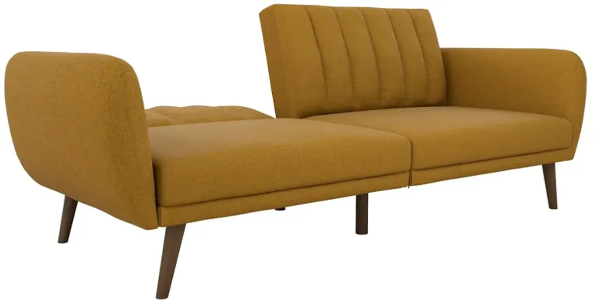 Brittany Futon with Vertical Channel Tufting and Curved Armrests