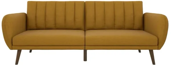 Brittany Futon with Vertical Channel Tufting and Curved Armrests