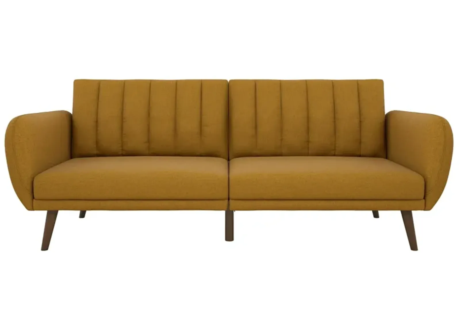 Brittany Futon with Vertical Channel Tufting and Curved Armrests