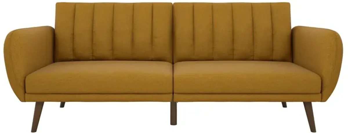 Brittany Futon with Vertical Channel Tufting and Curved Armrests