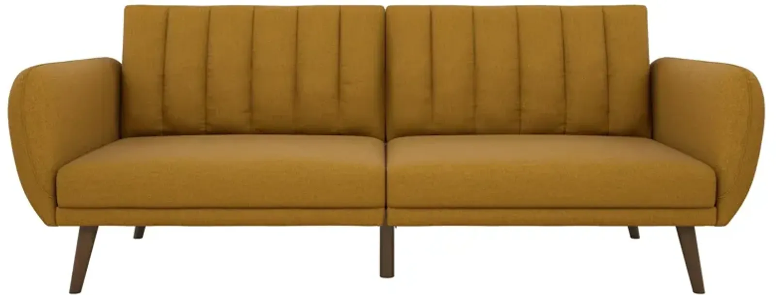 Brittany Futon with Vertical Channel Tufting and Curved Armrests