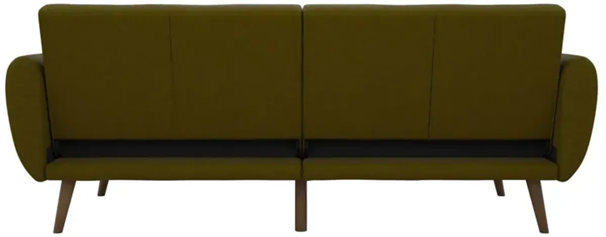 Brittany Futon with Vertical Channel Tufting and Curved Armrests