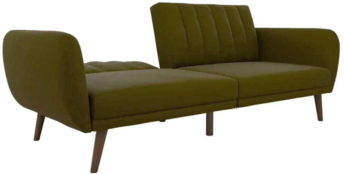 Brittany Futon with Vertical Channel Tufting and Curved Armrests