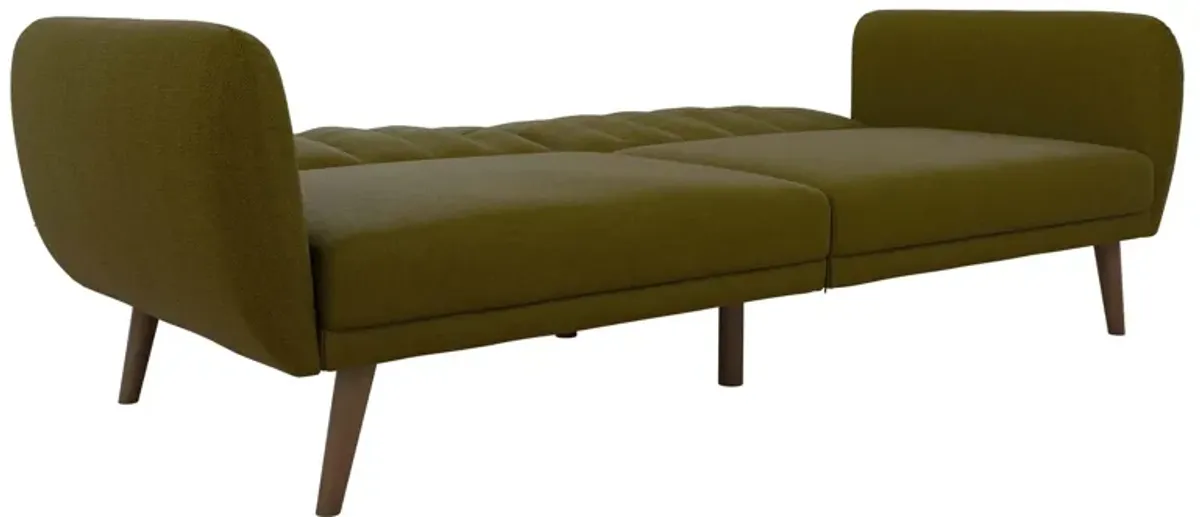 Brittany Futon with Vertical Channel Tufting and Curved Armrests