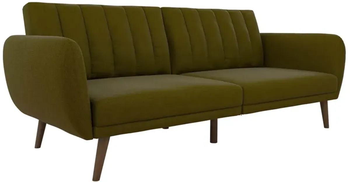 Brittany Futon with Vertical Channel Tufting and Curved Armrests