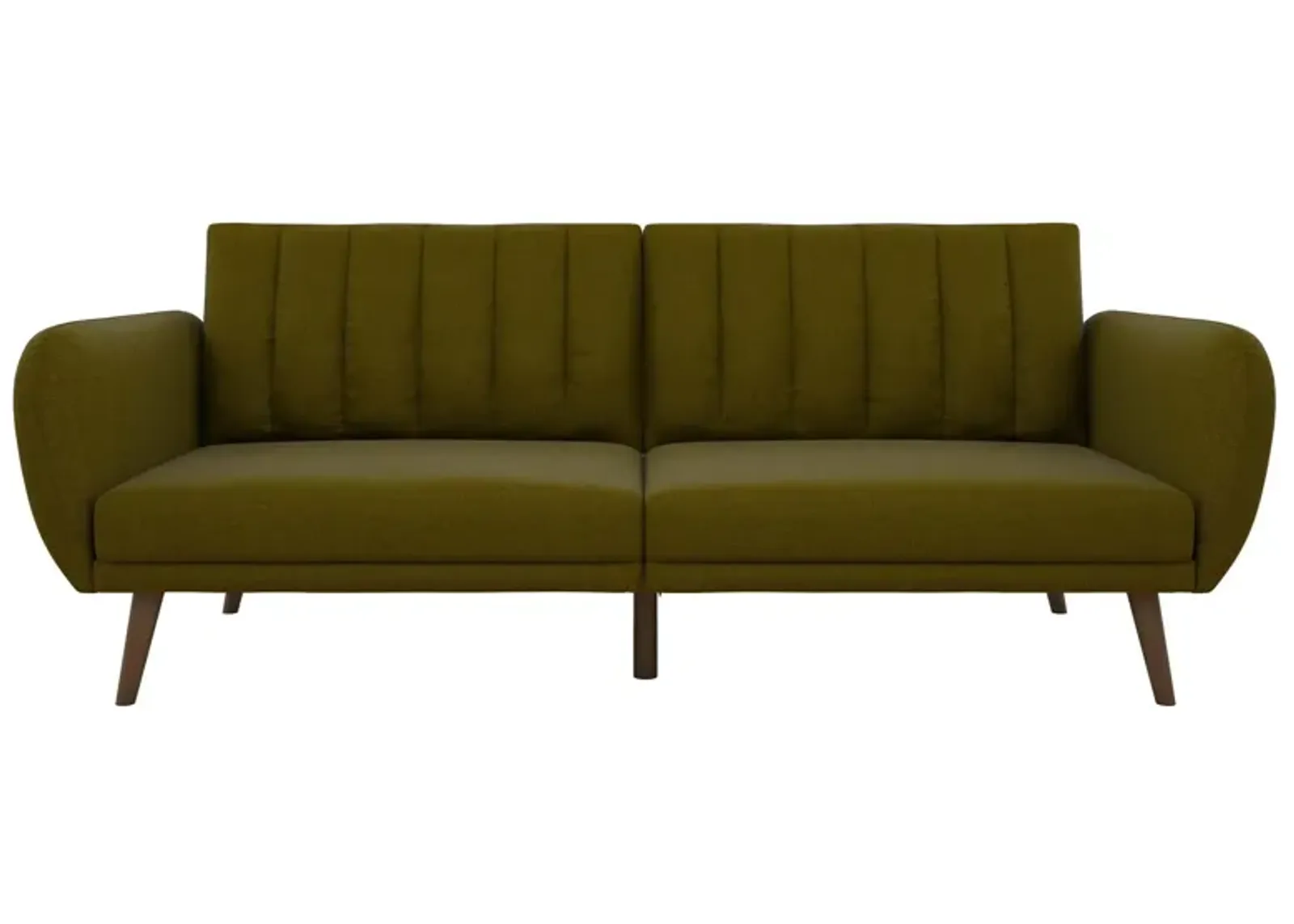 Brittany Futon with Vertical Channel Tufting and Curved Armrests