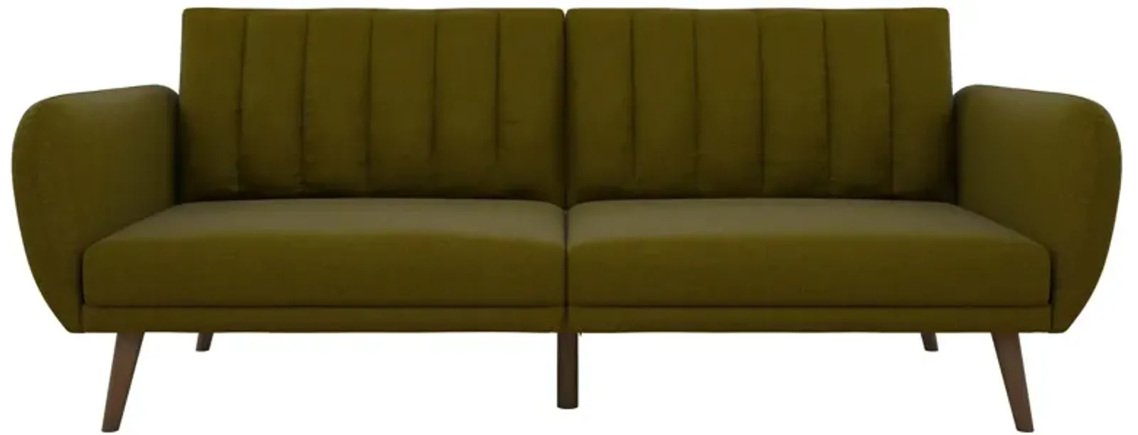 Brittany Futon with Vertical Channel Tufting and Curved Armrests