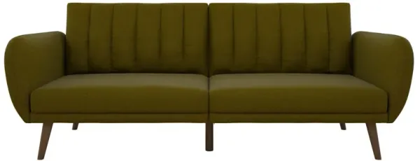 Brittany Futon with Vertical Channel Tufting and Curved Armrests