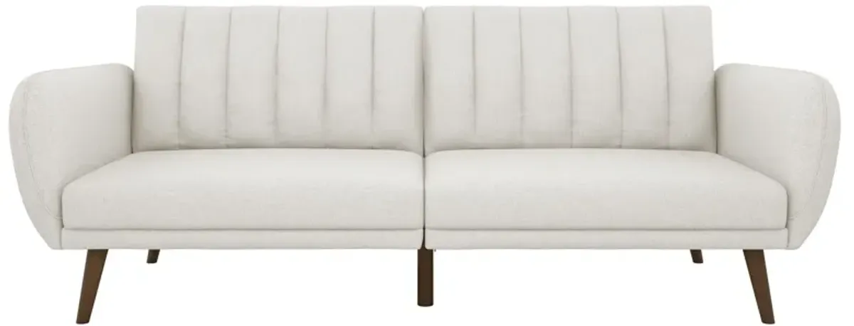 Brittany Futon with Vertical Channel Tufting and Curved Armrests