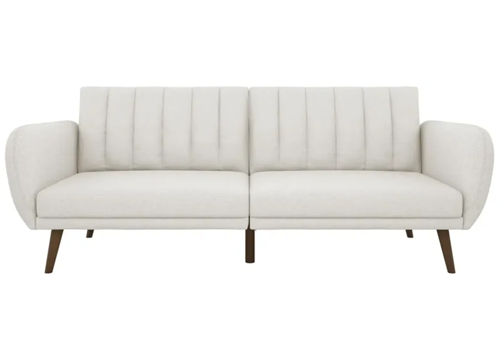 Brittany Futon with Vertical Channel Tufting and Curved Armrests