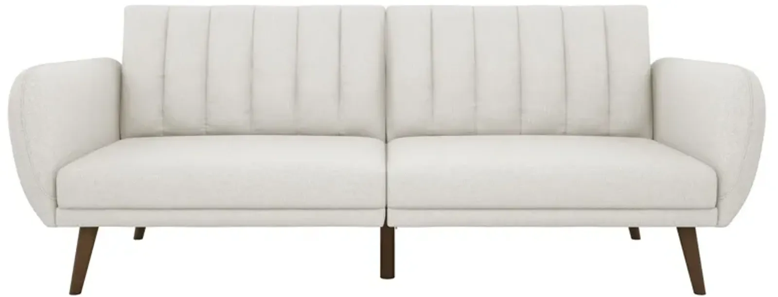 Brittany Futon with Vertical Channel Tufting and Curved Armrests