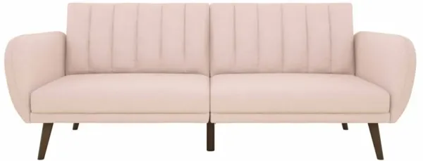 Brittany Futon with Vertical Channel Tufting and Curved Armrests