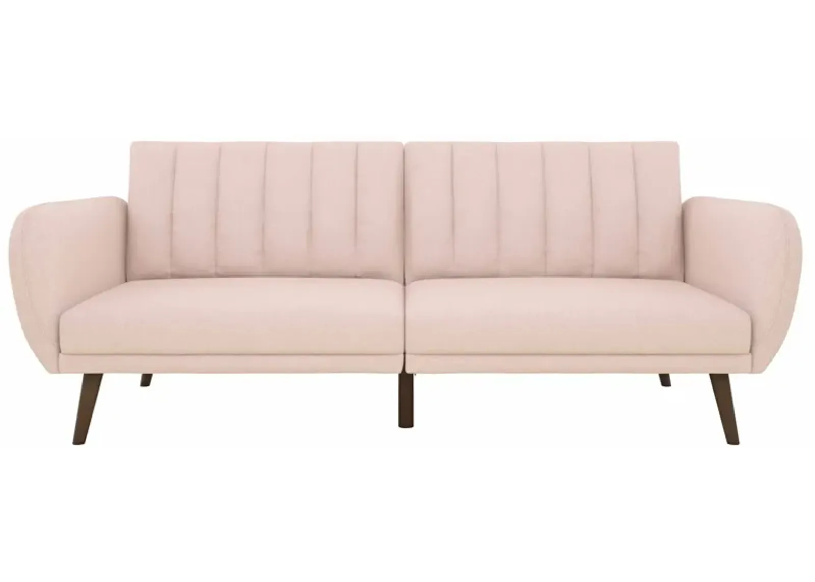 Brittany Futon with Vertical Channel Tufting and Curved Armrests