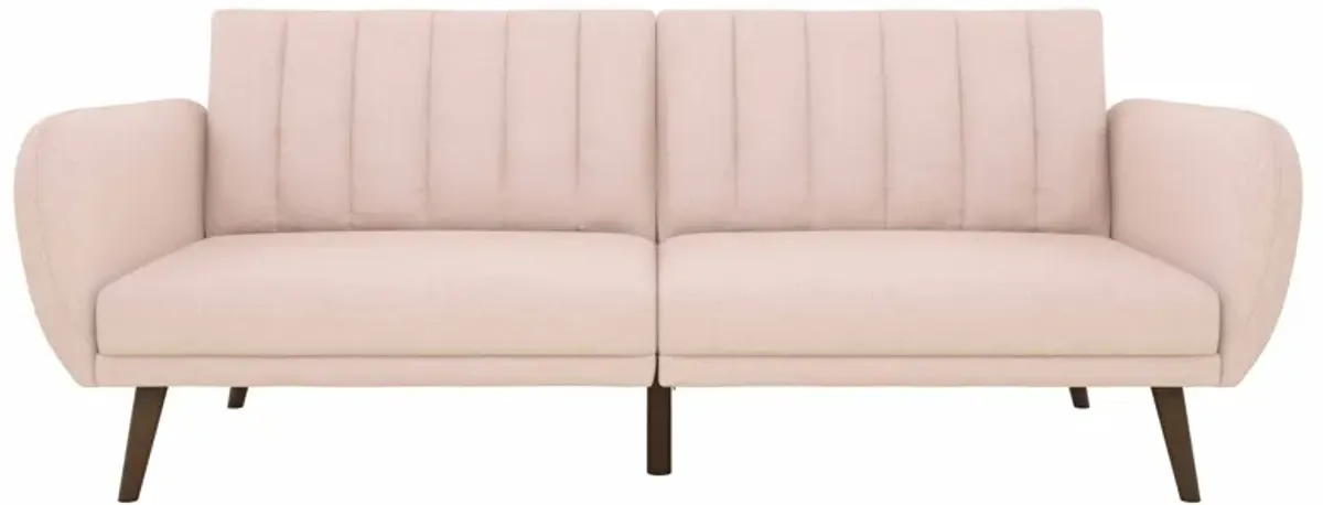 Brittany Futon with Vertical Channel Tufting and Curved Armrests