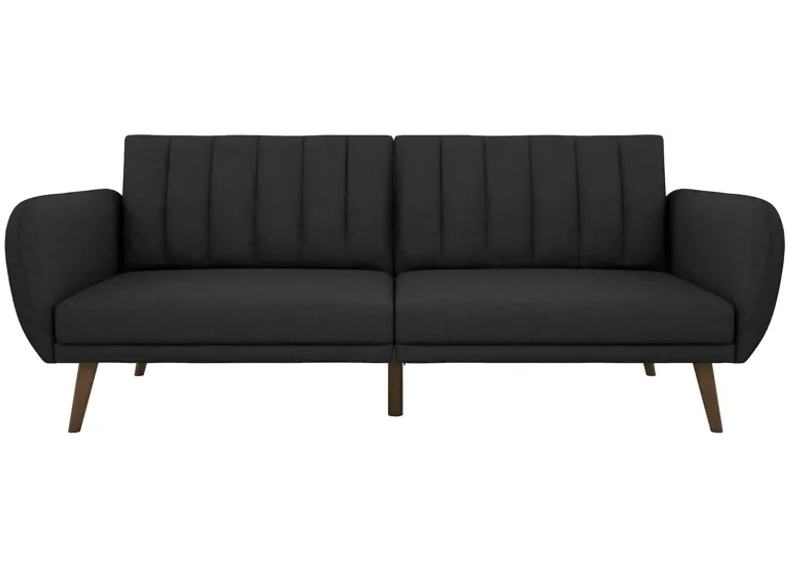 Brittany Futon with Vertical Channel Tufting and Curved Armrests