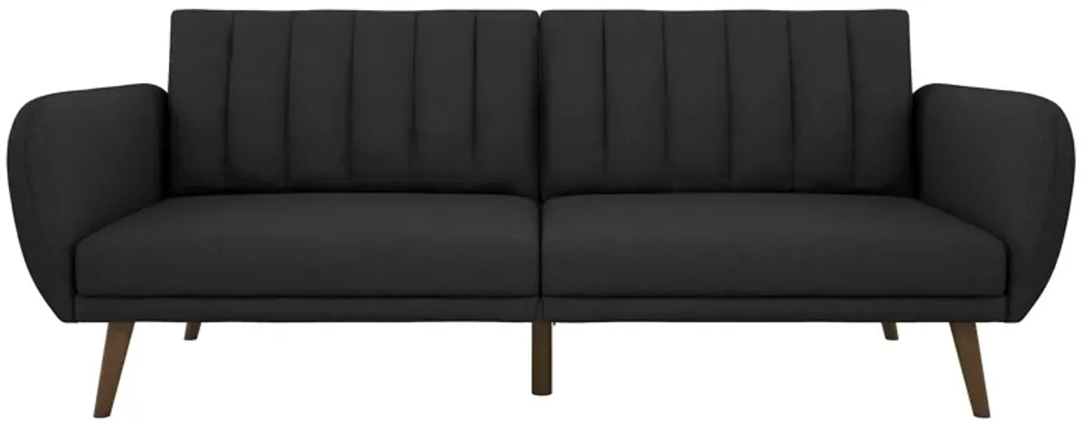 Brittany Futon with Vertical Channel Tufting and Curved Armrests