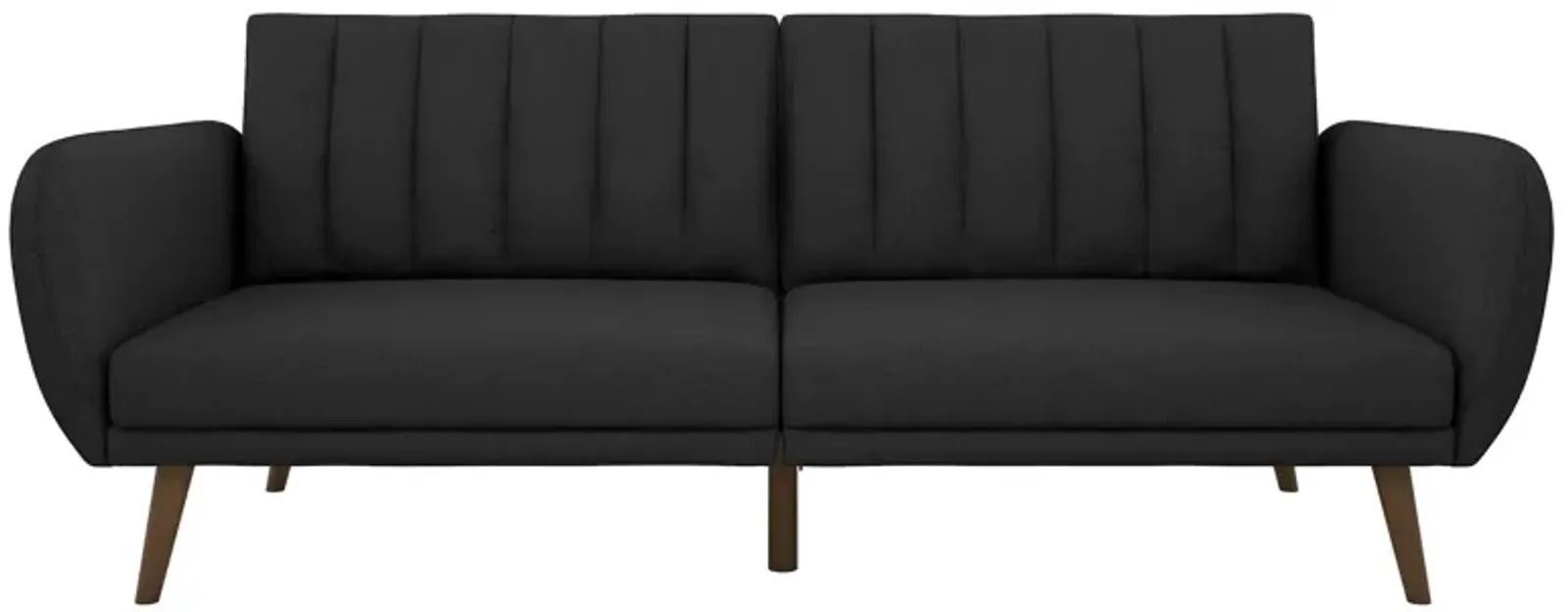 Brittany Futon with Vertical Channel Tufting and Curved Armrests