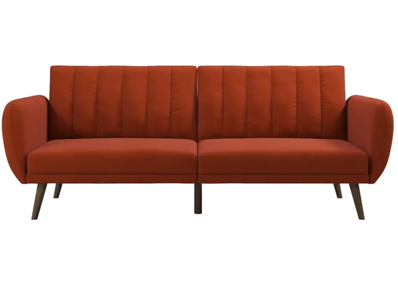 Brittany Futon with Vertical Channel Tufting and Curved Armrests