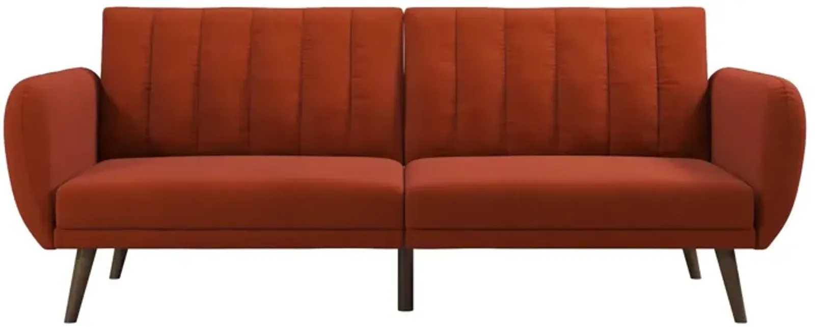 Brittany Futon with Vertical Channel Tufting and Curved Armrests