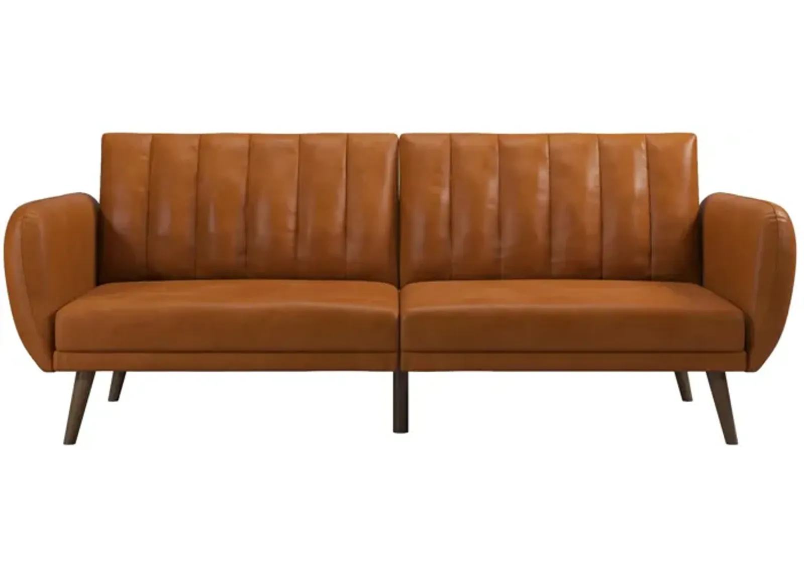 Brittany Futon with Vertical Channel Tufting and Curved Armrests