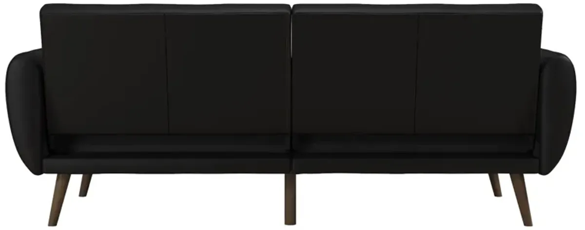 Brittany Futon with Vertical Channel Tufting and Curved Armrests