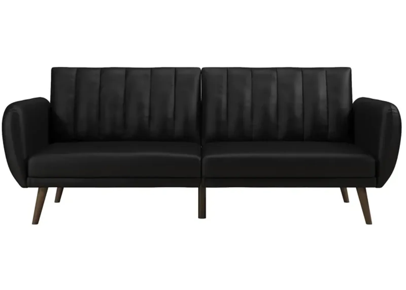 Brittany Futon with Vertical Channel Tufting and Curved Armrests